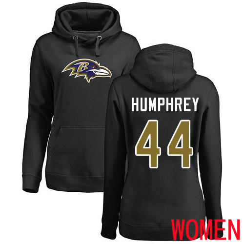 Baltimore Ravens Black Women Marlon Humphrey Name and Number Logo NFL Football #44 Pullover Hoodie Sweatshirt